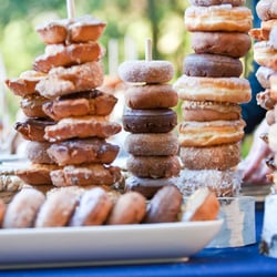 Donut Station - Donut "forest" dessert table in lieu of wedding cake