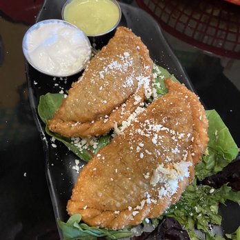 Cielo Karaoke Y Mas! - Beef empanadas with cotija cheese, sour cream and a mild cielo sauce - Karaoke Near Me - Fullerton, California Cielo Karaoke Y Mas! - Beef empanadas with cotija cheese, sour cream and a mild cielo sauce - Karaoke Near Me - Fullerton, California