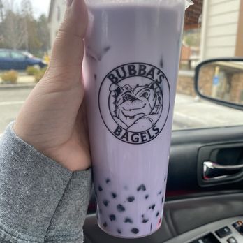 Bubba's Bagels - Large taro milk tea with boba - Bagels Near Me - Grass Valley, California