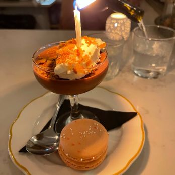The Essential - Chocolate budino with whipped cream and praline shavings - plus a candle for my birthday! - Bars Near Me - Birmingham, Alabama The Essential - Chocolate budino with whipped cream and praline shavings - plus a candle for my birthday! - Bars Near Me - Birmingham, Alabama
