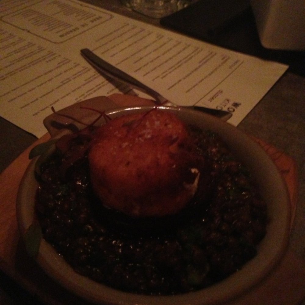 Workshop Kitchen & Bar - Crispy goat cheese and beet - lentils. - New American Near Me - Palm Springs, California Workshop Kitchen & Bar - Crispy goat cheese and beet - lentils. - New American Near Me - Palm Springs, California