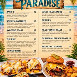 Paradise Pub - Breakfast Menu