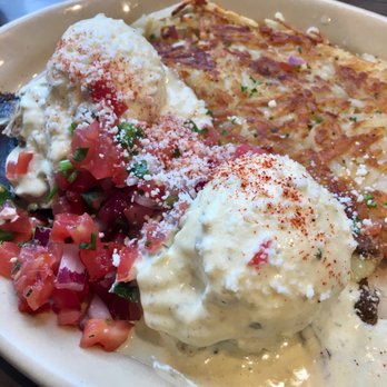 Snooze, an A.M. Eatery - Chili Verde Bennys with Extra Crispy Hash - Breakfast & Brunch Near Me - Tustin, California Snooze, an A.M. Eatery - Chili Verde Bennys with Extra Crispy Hash - Breakfast & Brunch Near Me - Tustin, California