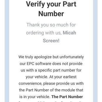 Flagship One - When purchasing they ask that you notate the part number for the module in a special box. Input the # and still recieve this email. - Auto Parts & Supplies Near Me - Lynbrook, New York Flagship One - When purchasing they ask that you notate the part number for the module in a special box. Input the # and still recieve this email. - Auto Parts & Supplies Near Me - Lynbrook, New York