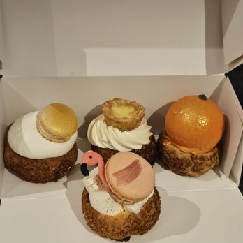 Beta5 Chocolates - - salted egg yolk cream puff (collab) - egg tart cream puff (collab) - mango coconut sago cream puff (collab) - mandarin cream puff - Chocolatiers & Shops Near Me - Vancouver, British Columbia