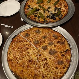 Half cheese, half sausage  Hot Oil, Stingers, half olive