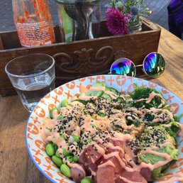 Build Your Own Poké Bowl-tuna, cucumber, seaweed salad, chilies, edamame, avo, brown rice, shoyu sauce, and spicy mayo! Build Your Own Poké Bowl-tuna, cucumber, seaweed salad, chilies, edamame, avo, brown rice, shoyu sauce, and spicy mayo!