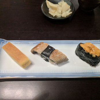 Hinata - Tamago, fresh water eel, and Santa Barbara uni (From the supplement) - Sushi Bars Near Me - San Francisco, California