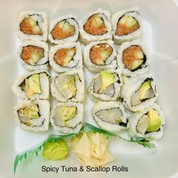 Lucky Sushi & Chinese Restaurant - Spicy tuna roll, and Scallop roll