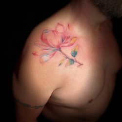 Uncle Bob's Tattoos - Watercolor magnolia flower by Uncle Bob