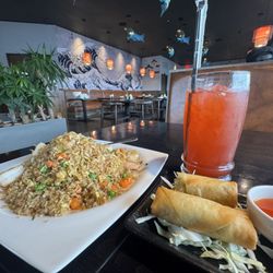 Jin Asian Fusion - Shrimp Fried Rice, Veggie Spring Rolls, Dragon Fruit Lemonade