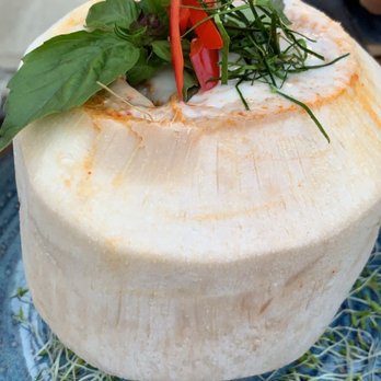 Tong - seafood with cod roe in young coconut - Thai Near Me - Brooklyn, New York Tong - seafood with cod roe in young coconut - Thai Near Me - Brooklyn, New York