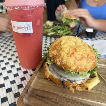 St Gabriel Bakery - Strawberry lemonade and roast beef sandwich on Gouda roll - Bakeries Near Me - Jacksonville, Florida St Gabriel Bakery - Strawberry lemonade and roast beef sandwich on Gouda roll - Bakeries Near Me - Jacksonville, Florida