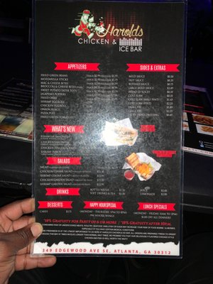 Menu photo 1 Harold's Chicken & Ice Bar Atlanta, GA Menu photo 1 Harold's Chicken & Ice Bar Atlanta, GA