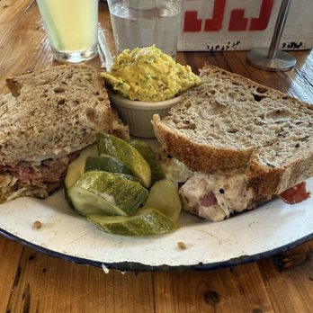 Leven Deli - Pastrami Reuben Sandwich with French curry potato salad - Sandwiches Near Me - Denver, Colorado Leven Deli - Pastrami Reuben Sandwich with French curry potato salad - Sandwiches Near Me - Denver, Colorado
