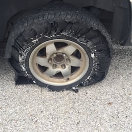 This was our tire before they helped us back onto the road! I would definitely use this business again if I needed to! This was our tire before they helped us back onto the road! I would definitely use this business again if I needed to!