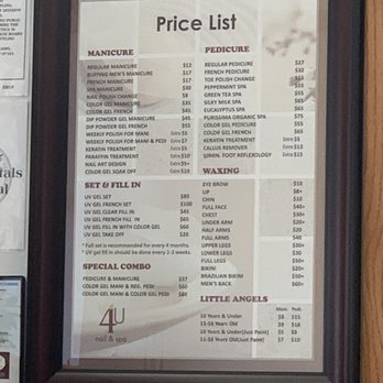 4 U Nail & Spa - Fancy prices ! Hopefully they can lower them a bit .. - Nail Salons Near Me - Verona, New Jersey