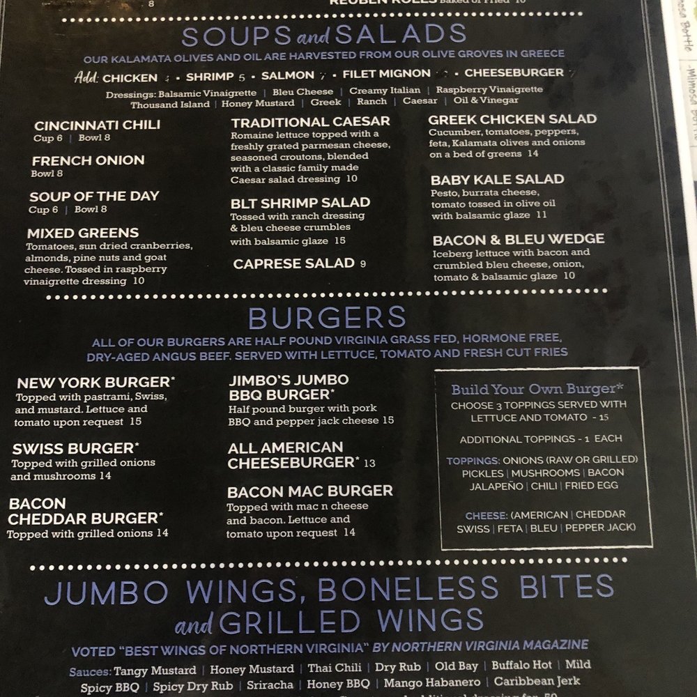 Jimbo's Grill and BBQ - Menu 2022 - American Near Me - Gainesville, Virginia