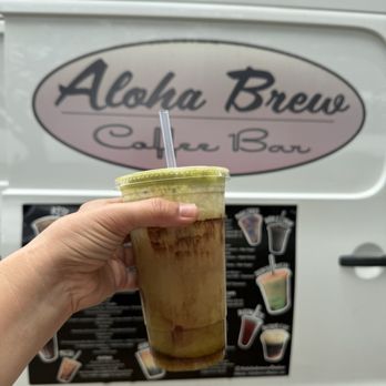 Aloha Brew Coffee Bar - Large Dubai Chocolate Matcha with espresso - Coffee & Tea Near Me - Ewa Beach, Hawaii