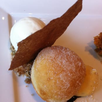 Marea - Bomboloni. Deep fried doughnut, zabaglione crema, espresso crumble, chocolate sahce, white espresso gelato - Italian Near Me - New York, New York Marea - Bomboloni. Deep fried doughnut, zabaglione crema, espresso crumble, chocolate sahce, white espresso gelato - Italian Near Me - New York, New York
