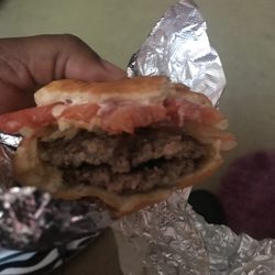 Cook Out - Double burger  grilled onions mayo and tomato (10 cent) fresh and delicious