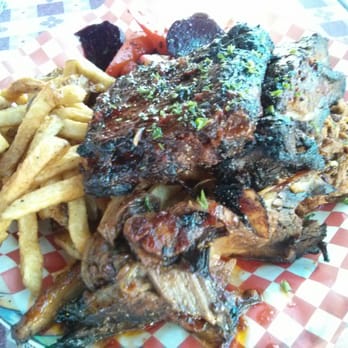 Hog Shack Cook House - "Big Johnson" platter with pulled pork, baby-back ribs, one beef rib and Beef brisket. You can choose any two sides. - Barbeque Near Me - Richmond, British Columbia Hog Shack Cook House - "Big Johnson" platter with pulled pork, baby-back ribs, one beef rib and Beef brisket. You can choose any two sides. - Barbeque Near Me - Richmond, British Columbia