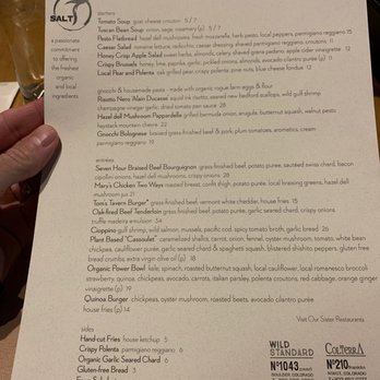 SALT - Menu - New American Near Me - Boulder, Colorado