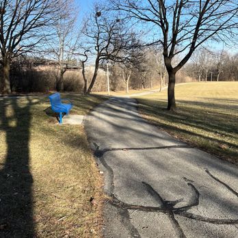 Euclid Park Playground - Walking path and bench - Parks Near Me - Milwaukee, Wisconsin