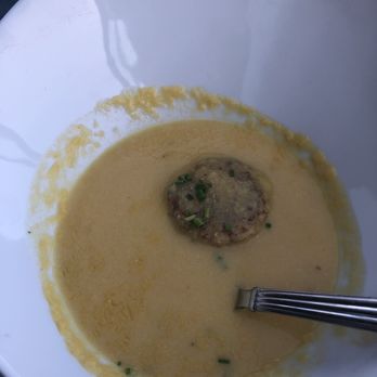 Geoffrey's Malibu - Corn soup with small crab cake - Seafood Near Me - Malibu, California Geoffrey's Malibu - Corn soup with small crab cake - Seafood Near Me - Malibu, California