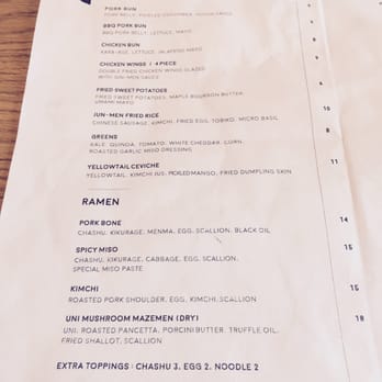 Jun-Men Ramen Bar - Menu 1 - Ramen Near Me - New York, New York