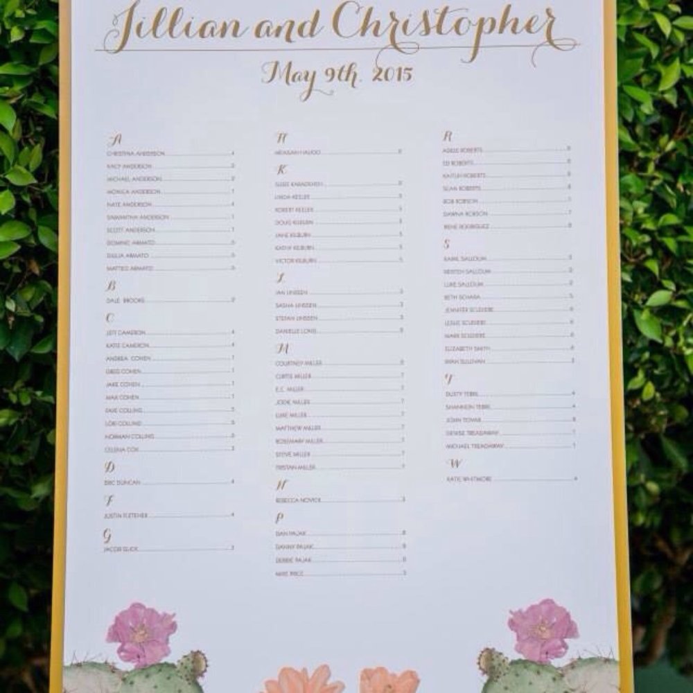 Wedding seating chart by Be In Love Designs