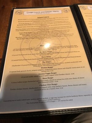 Menu photo 4 Diamond Lake Resort Cafe Diamond Lake, OR