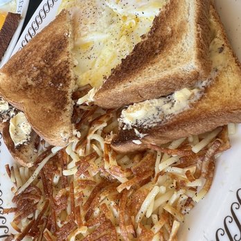 Waffle House - Over easy eggs, hash browns, white toast, ham and a waffle on the side - American Near Me - North Myrtle Beach, South Carolina