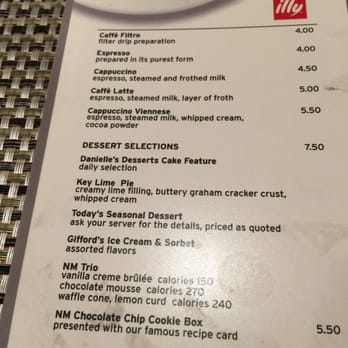 NM Cafe - The dessert menu - New American Near Me - McLean, Virginia