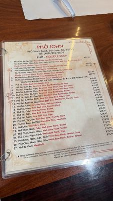 Menu photo 3 Pho John San Jose, CA