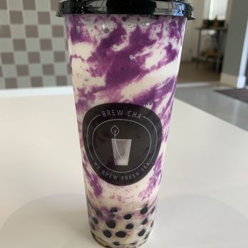 Brew Cha - Cold Ube Taro Latte - Bubble Tea Near Me - San Francisco, California