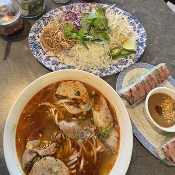 Let's Pho - Beef Lemongrass Nandle Soup / Bún Bò Huế,  Special Springroll - Vietnamese Near Me - Houston, Texas