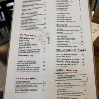 Taberu Sushi - Menu - Japanese Near Me - Santa Ana, California