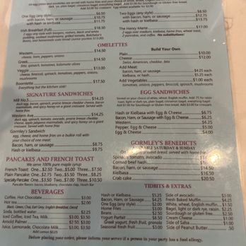 Gormley's Cafe - Breakfast Menu - American Near Me - Lowell, Massachusetts