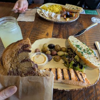 Urban Plates - Salmon entree with marble potatoes and brussel sprouts! - Salad Near Me - Pasadena, California Urban Plates - Salmon entree with marble potatoes and brussel sprouts! - Salad Near Me - Pasadena, California