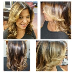 Anthony G. Salon - A few off the scalp highlights, with a golden toner to bring shine to her hair. Cut and style by Sarah...