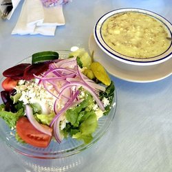 Mykonos - Mini Greek salad & lemon rice soup