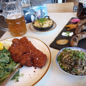 Von Bismarck - Cheese spatzel, pork schnitzel, fire roasted kraut and the wurst sampler. - German Near Me - Reno, Nevada