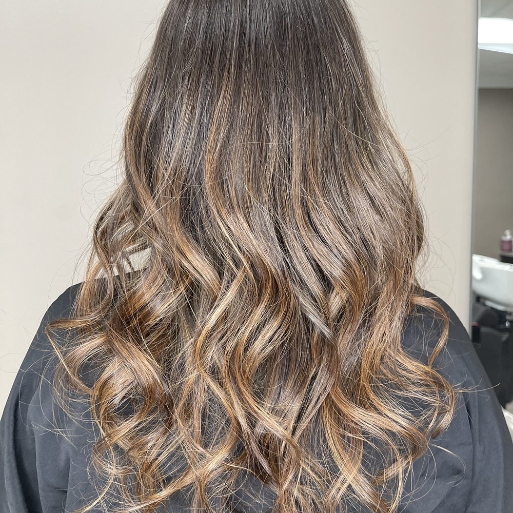 All over color + Caramel balayage and styling by Andrea