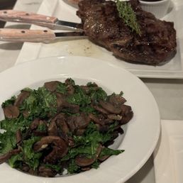 Kale and Sauteed Kale & Mushrooms Black Angus Cowboy Rib Steak Kale and Sauteed Kale & Mushrooms Black Angus Cowboy Rib Steak