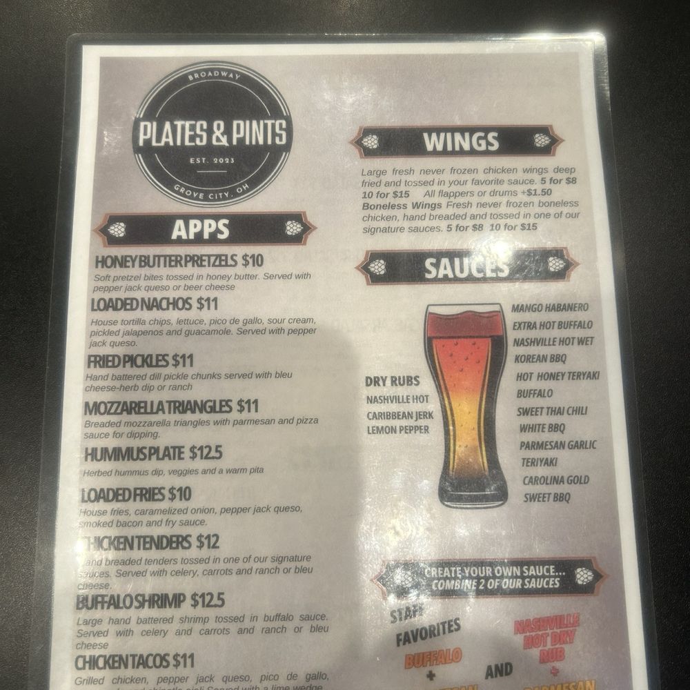 Broadway Plates And Pints - Menu - Burgers Near Me - Grove City, Ohio