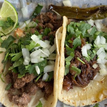 Antojitos Esmeralda - Tacos: Steak (Left) & Cachete (Right) - Mexican Near Me - Coral Springs, Florida Antojitos Esmeralda - Tacos: Steak (Left) & Cachete (Right) - Mexican Near Me - Coral Springs, Florida