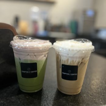 Chapter 2 Coffee Roasters - Strawberry Matcha Latte and Iced Caramel Latte - Coffee Roasteries Near Me - Piscataway, New Jersey