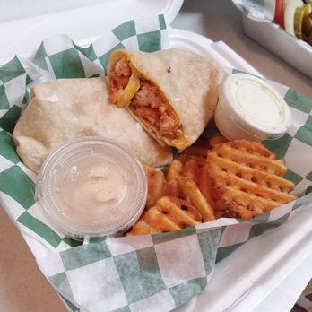 Maxx Bar and Grill - Buffalo chicken wrap with ranch on the side, waffle fries and seasoned sour cream - American Near Me - Andover, Minnesota