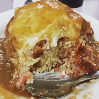 Kuhio Grille - Kg specialty loco with corned beef hash.  Really good and still had leftover - Hawaiian Near Me - Hilo, Hawaii